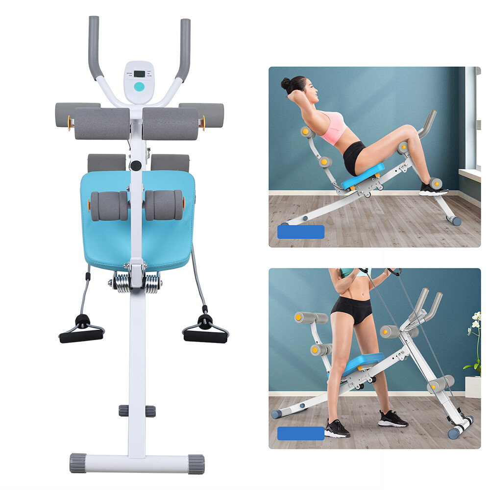 2-in-1 Adjustable Ab Trainer Machine - Foldable Sit-Up Bench, 330lbs Capacity