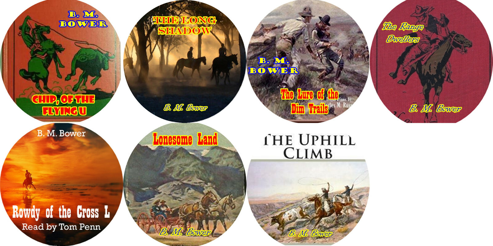 B. M. Bower Westerns / LOT OF 7 / MP3 (Check Player) CD Audiobooks