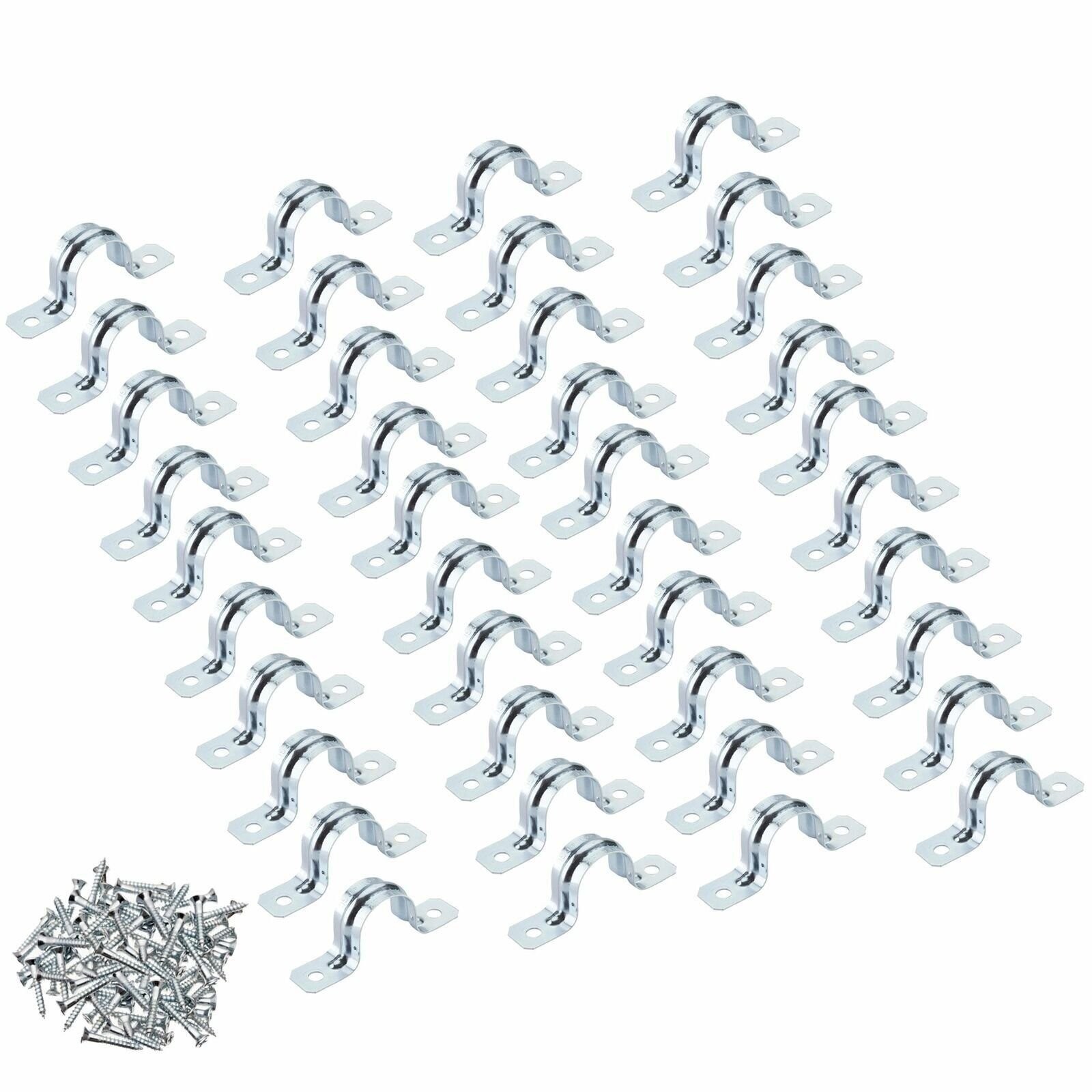 40x 1" Pipe Tube Conduit Steel Hold-Down U Strap Clamps Clip w/ Screws fit 3/4"