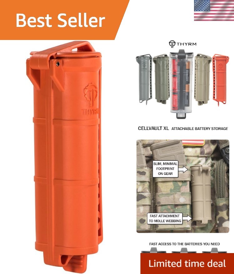 CellVault XL Battery Storage Case for AA, AAA, CR123, 18650 Batteries, Surviv...