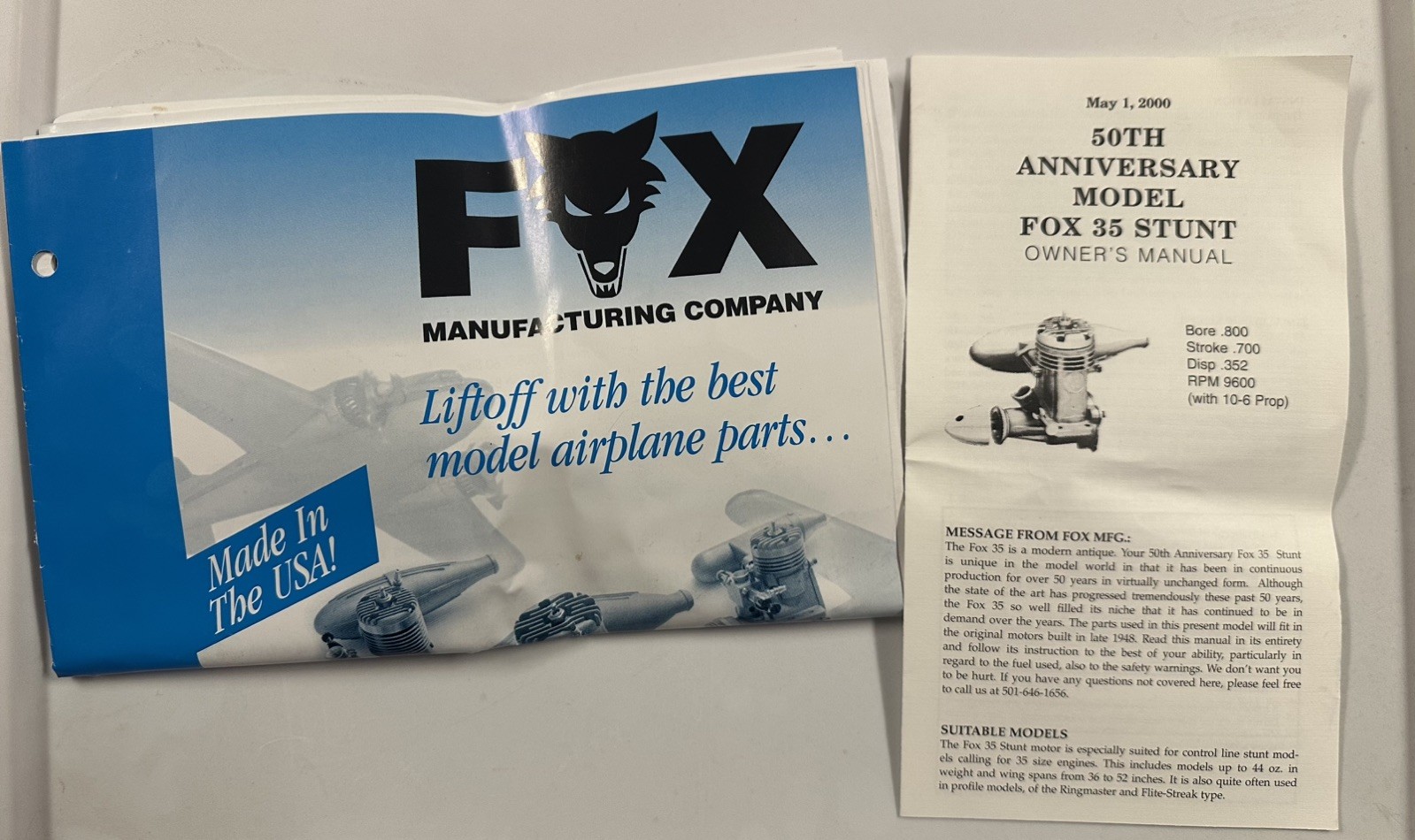 RC Model Airplane Engine Fox 35 Stunt 50th Anniversary Control Line MIB