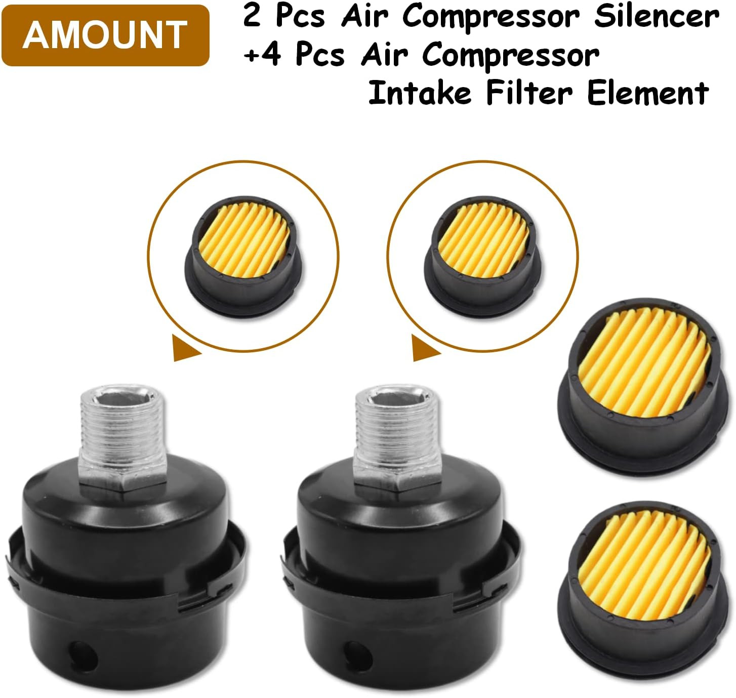 High-Quality 3/8 Air Compressor Silencer & Filter Replacement Kit Pack of 2