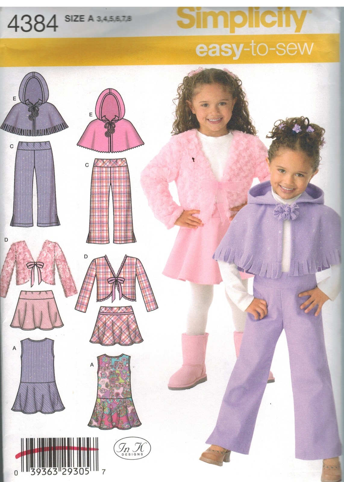 4384 Vintage Simplicity Sewing Pattern Girls Jumper Skirt Pants Poncho Jacket 8