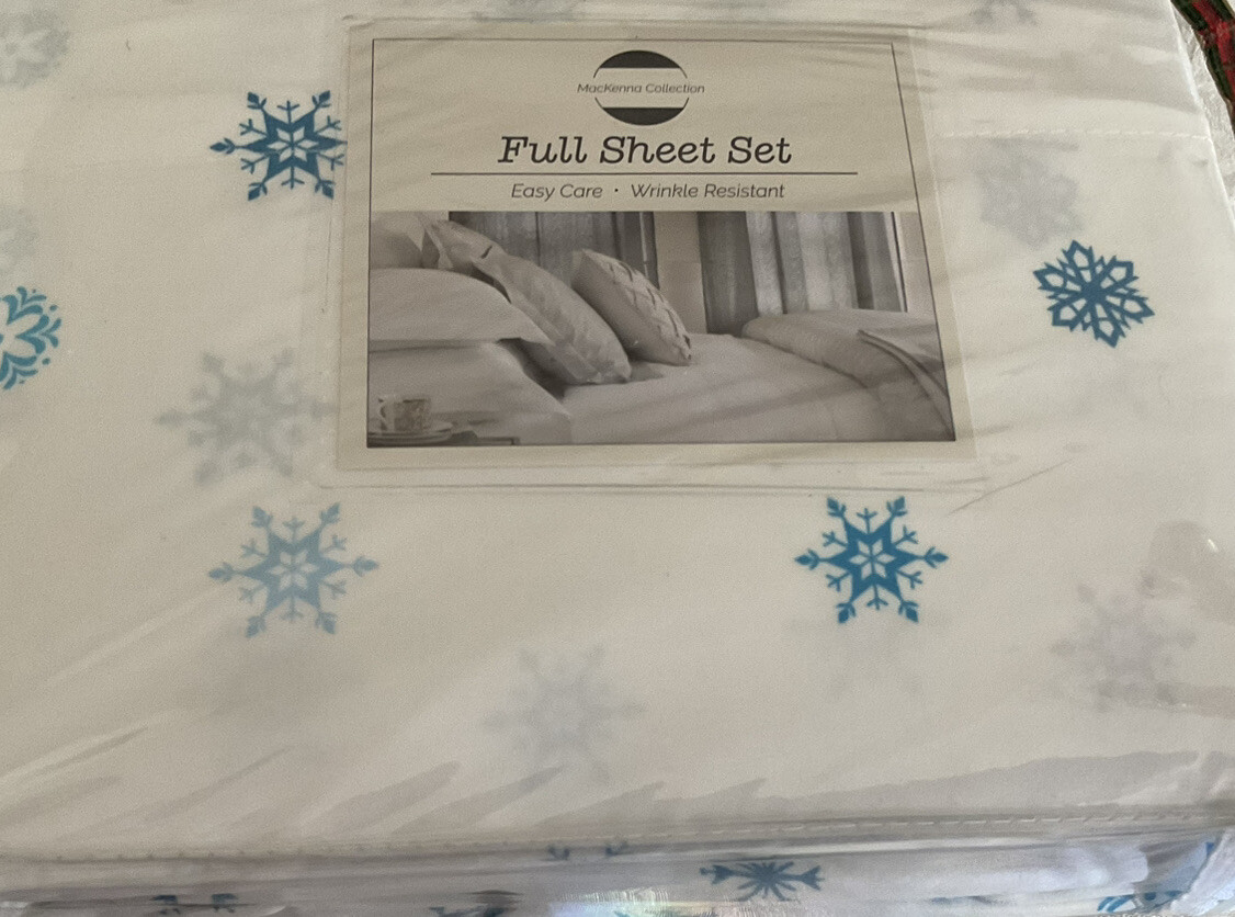 McKenna Coll  Microfiber Polyester FULL Sheet Set 4 Piece Set  SNOWFLAKE New