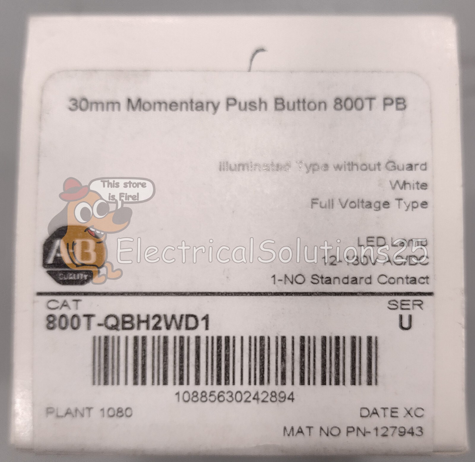 New Allen-Bradley 800T-QBH2WD1 White LED Push Button - Free Shipping