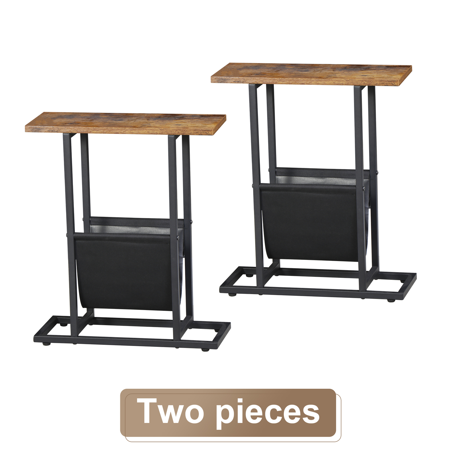 2PCS End Side Table with Magazine Holder Narrow Sofa Table Bedroom Living Room