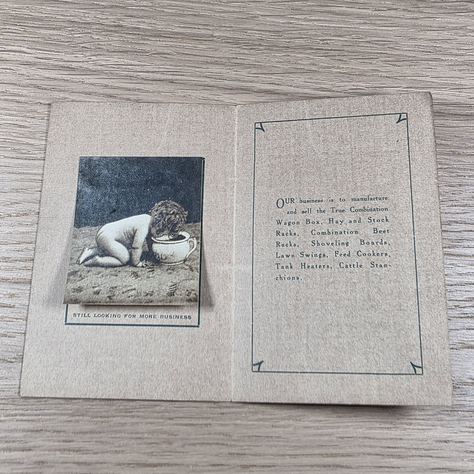 Vintage Anderson Mfg Co Eau Claire WI Advertising Card Baby Pot Livestock