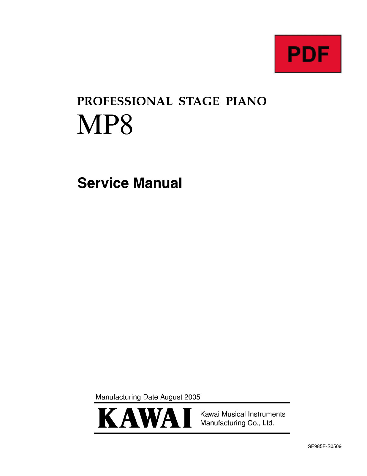 Kawai MP8 Service Manual with Electronic Schematics