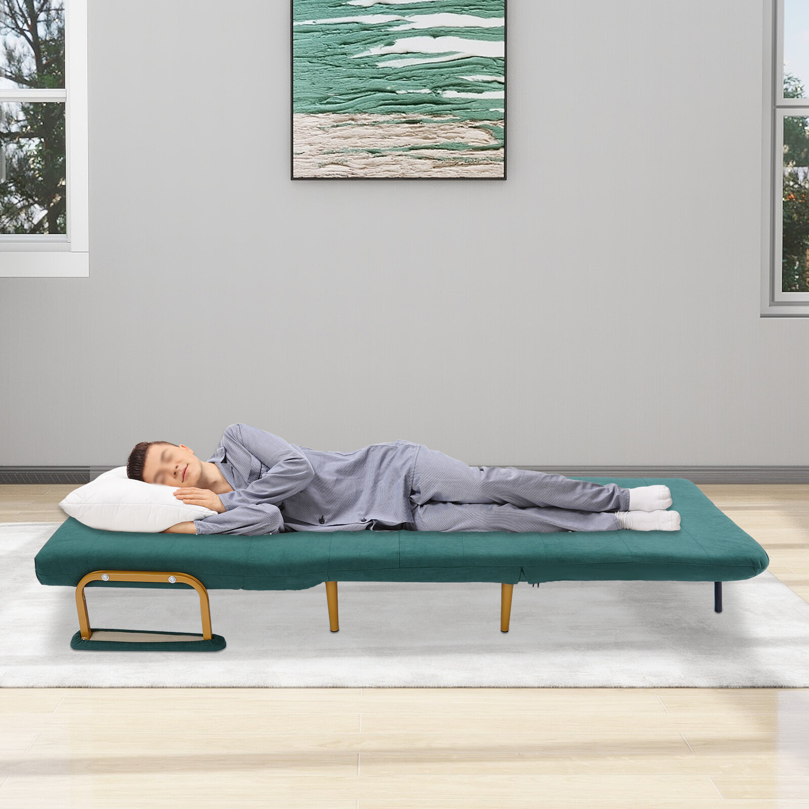 Convertible Sofa Bed Green Sofa Chair Bed  Floor Standing Folding Sofa Bed