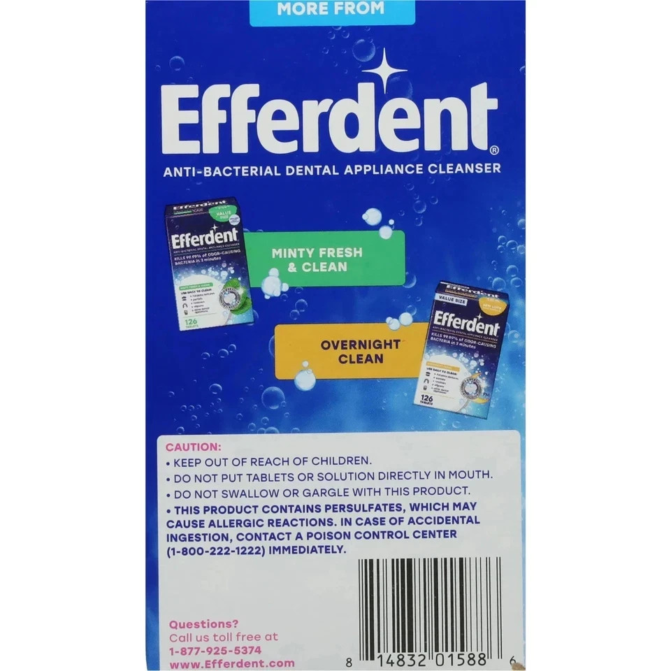 Efferdent Retainer & Denture Cleaner Tablets, Complete Clean, 126 Count