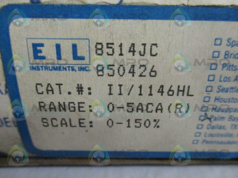 EIL INSTRUMENTS II/1146HL PANEL METER NSMP
