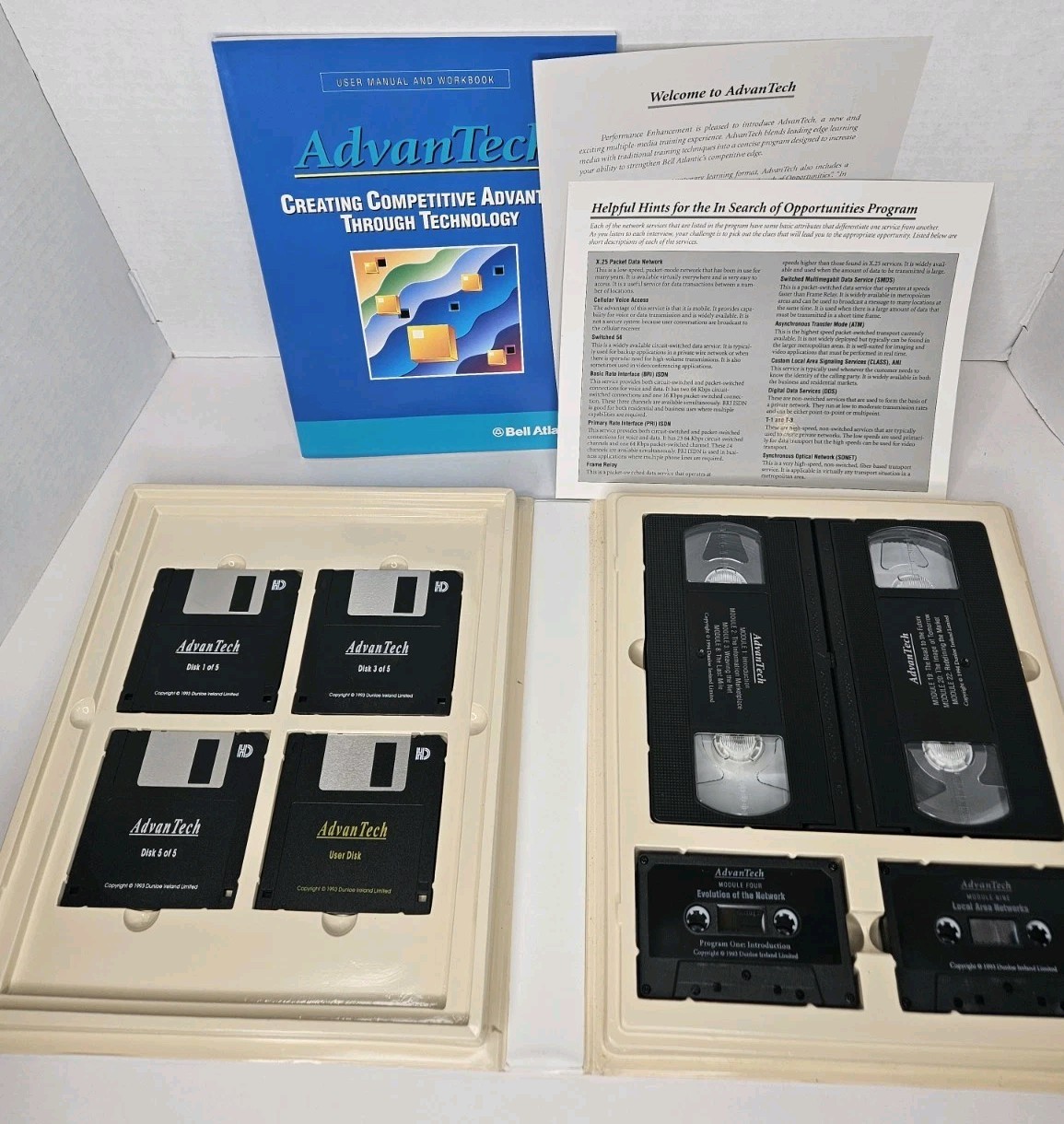 Vtg 1993 Bell Atlantic Advantech Multi Media Training Package, 3.5" Floppy, Vhs,