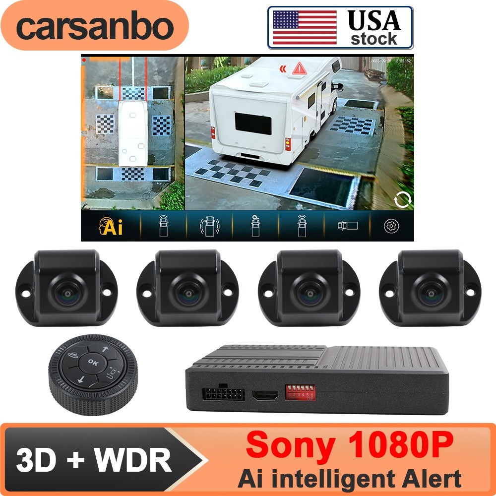360 Around View System For Trucks RV With AI BSD Alarm Function Rearview Camera