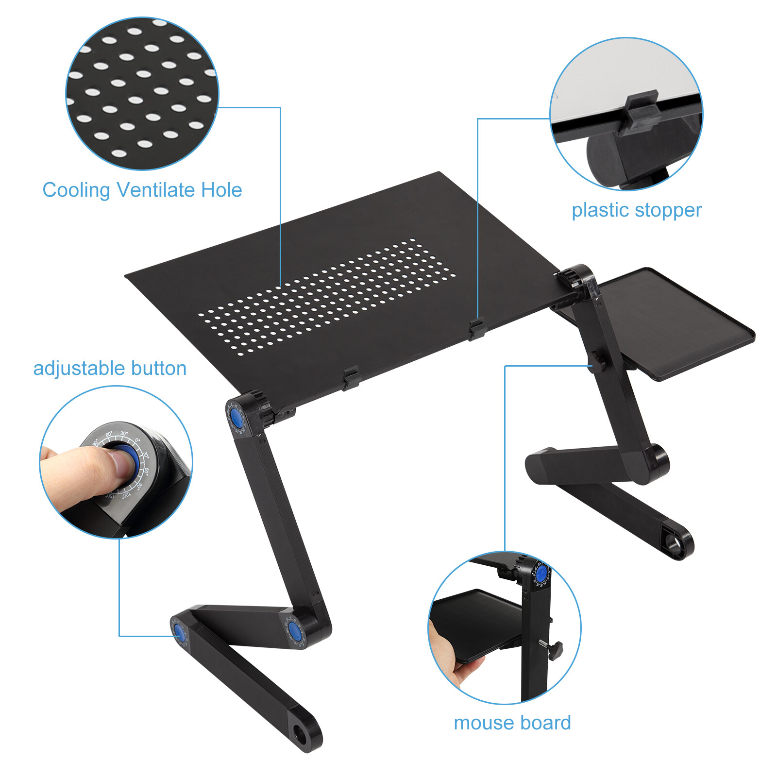 360° Adjustable Foldable Laptop Stand Table Sofa Bed Tray Notebook Computer Desk