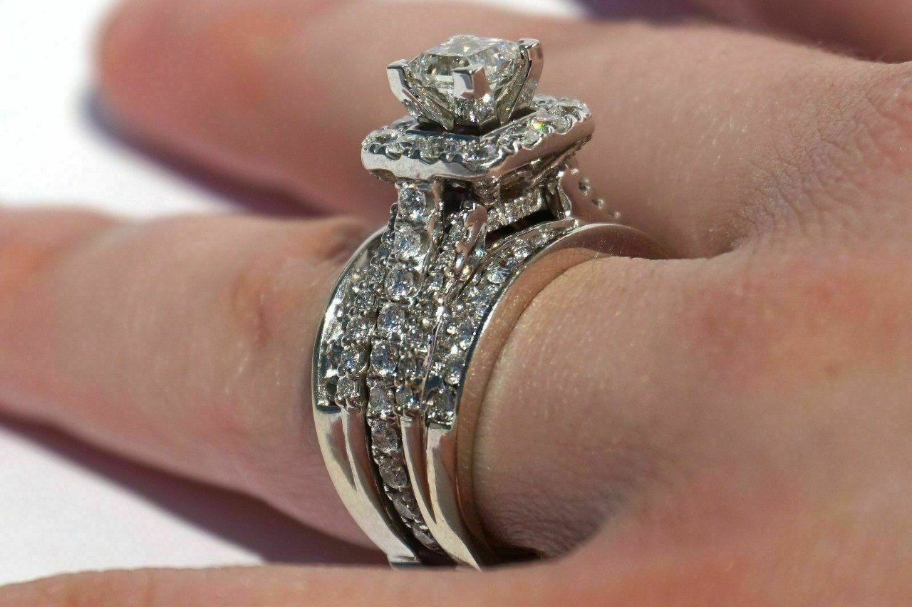 Princess Cut 1.50 Ct Lab-Created Diamond Engagement Ring 925 Sterling Silver