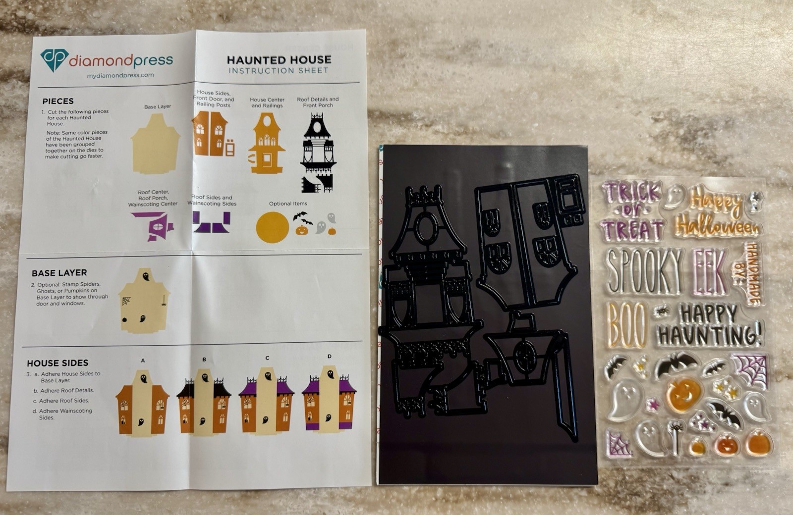 Diamond Press **HAUNTED HOUSE** Stamp & Die Set HALLOWEEN Complete NEW