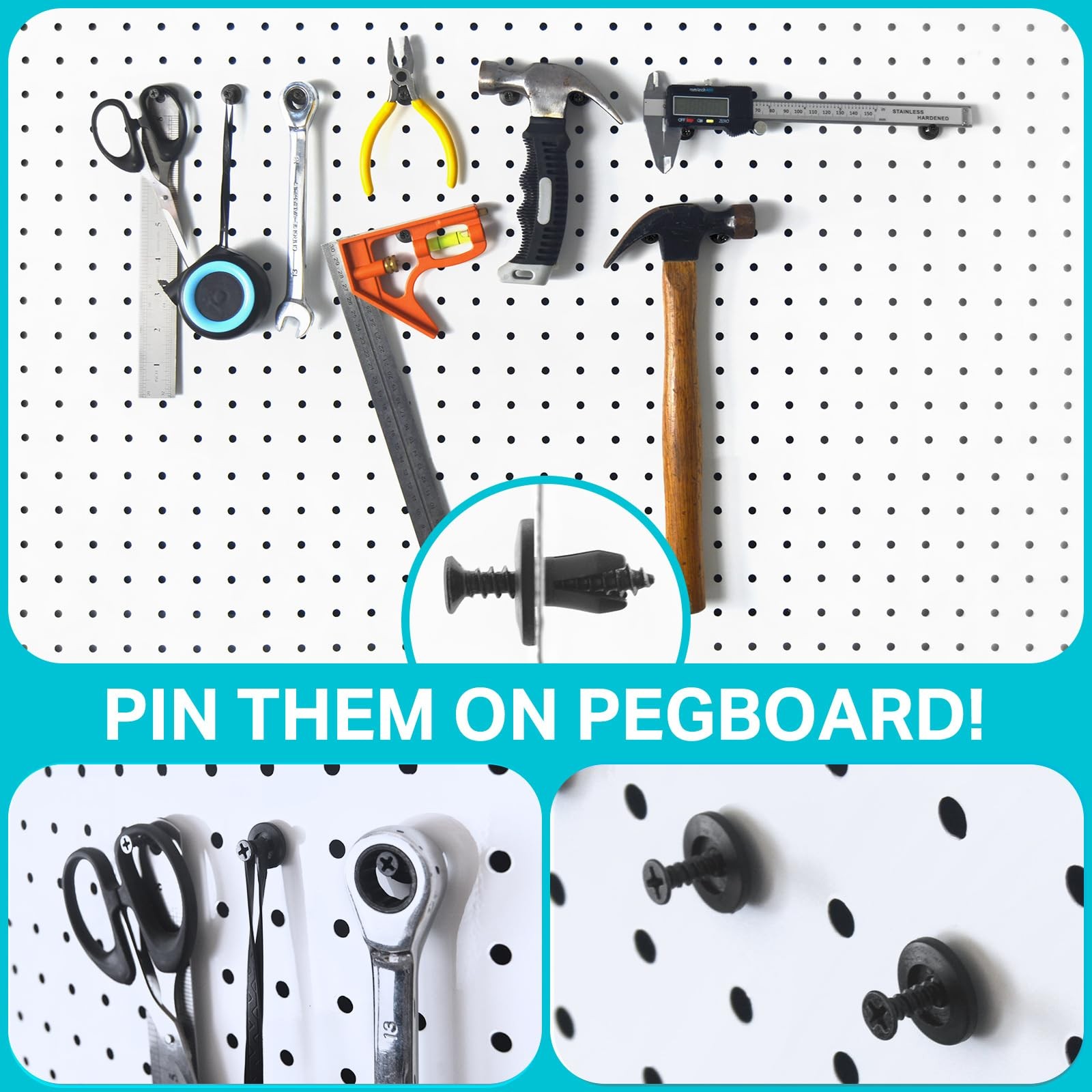 G.CORE Pegboard Peg Hooks Accessories - 40 Set Pegs with Inserts Small, Black