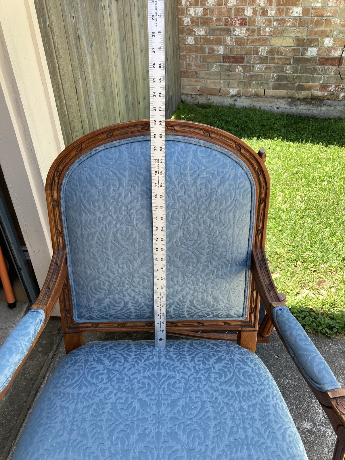 1 Louis XVI Blue Upholstery Arm Chairs. Nice.