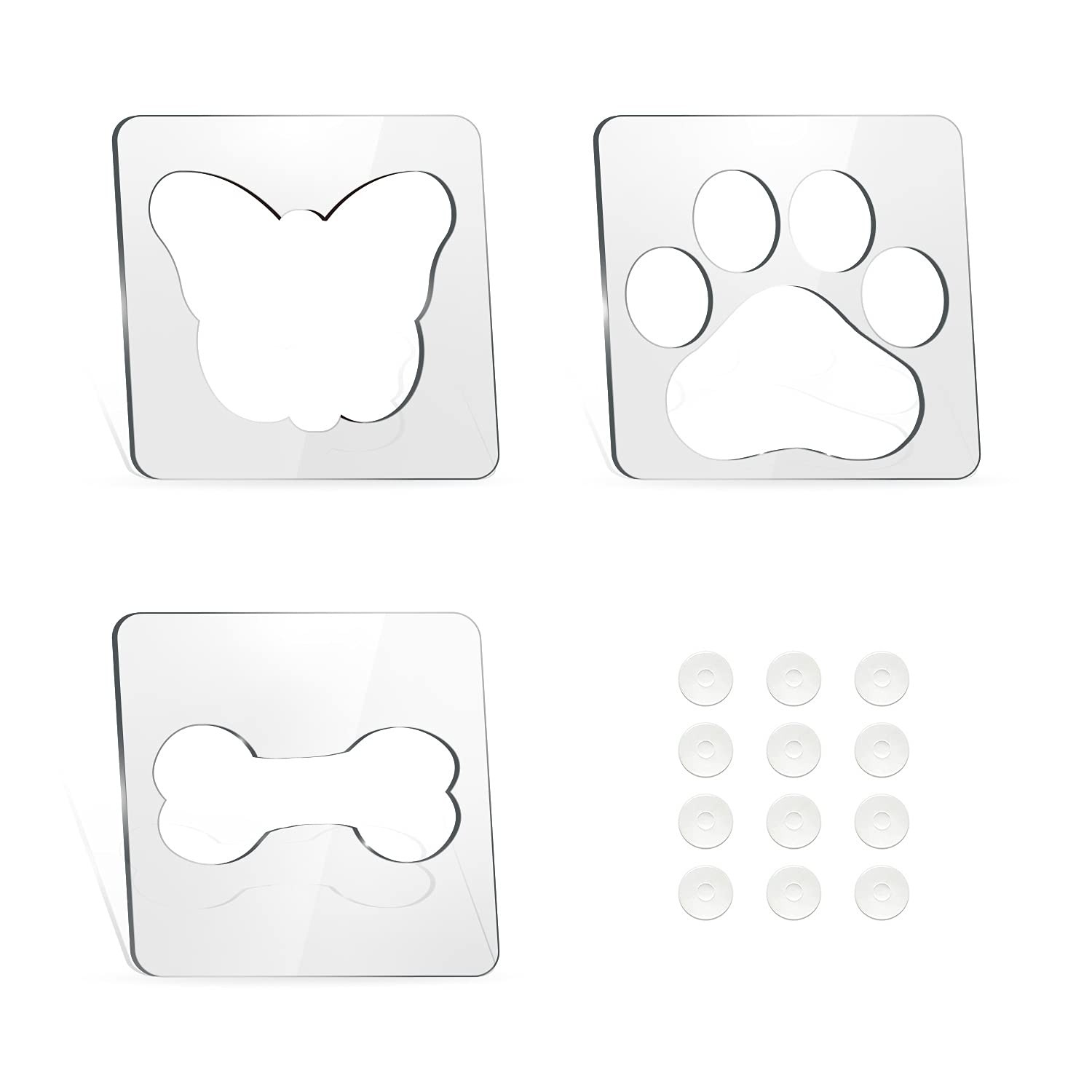 3Pcs Free Motion Quilting Rulers and Templates Set Butterfly Pet Footprint Bo...