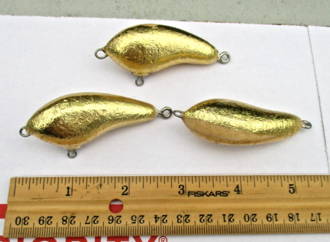3 BALSA WOOD CRANKBAIT BLANKS Rounded Bodies Bass Fishing Lures Crankbaits GOLD