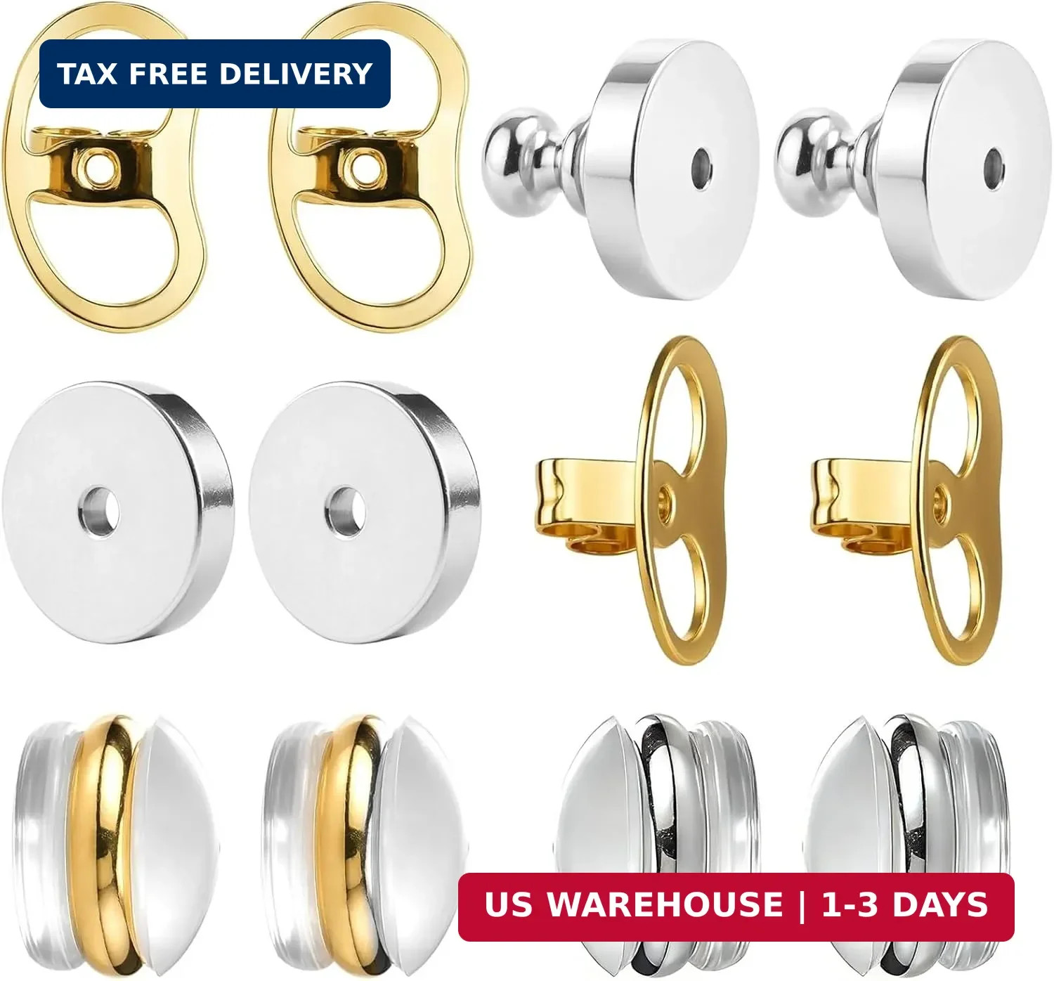 6 Pcs Locking Earring Lifters Replacements, Tight Earring Lifter Backers | Secur
