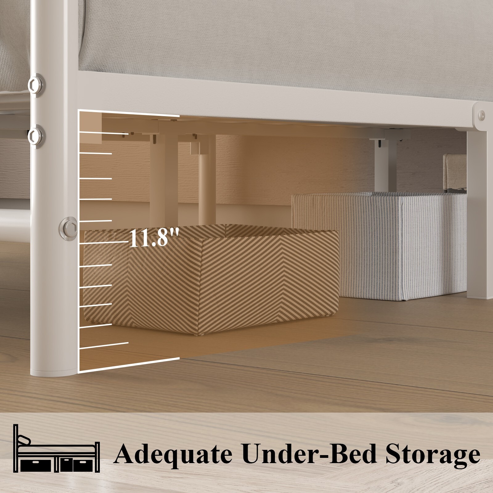 Queen Size Bed Frame with Butterfly Pattern Design Strong Metal Slats Support