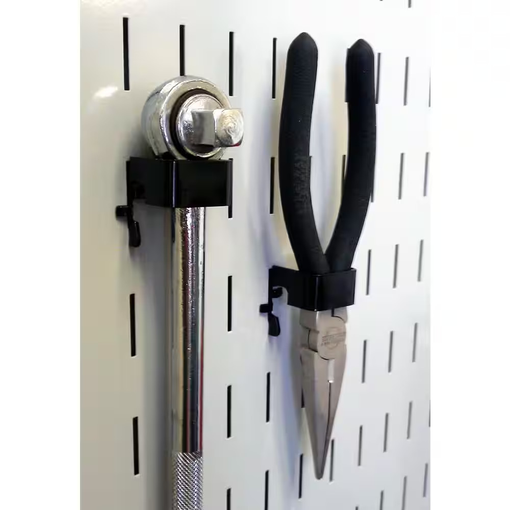 1 In. Vertical Black Slotted Metal Pegboard Workstation Accessory Kit