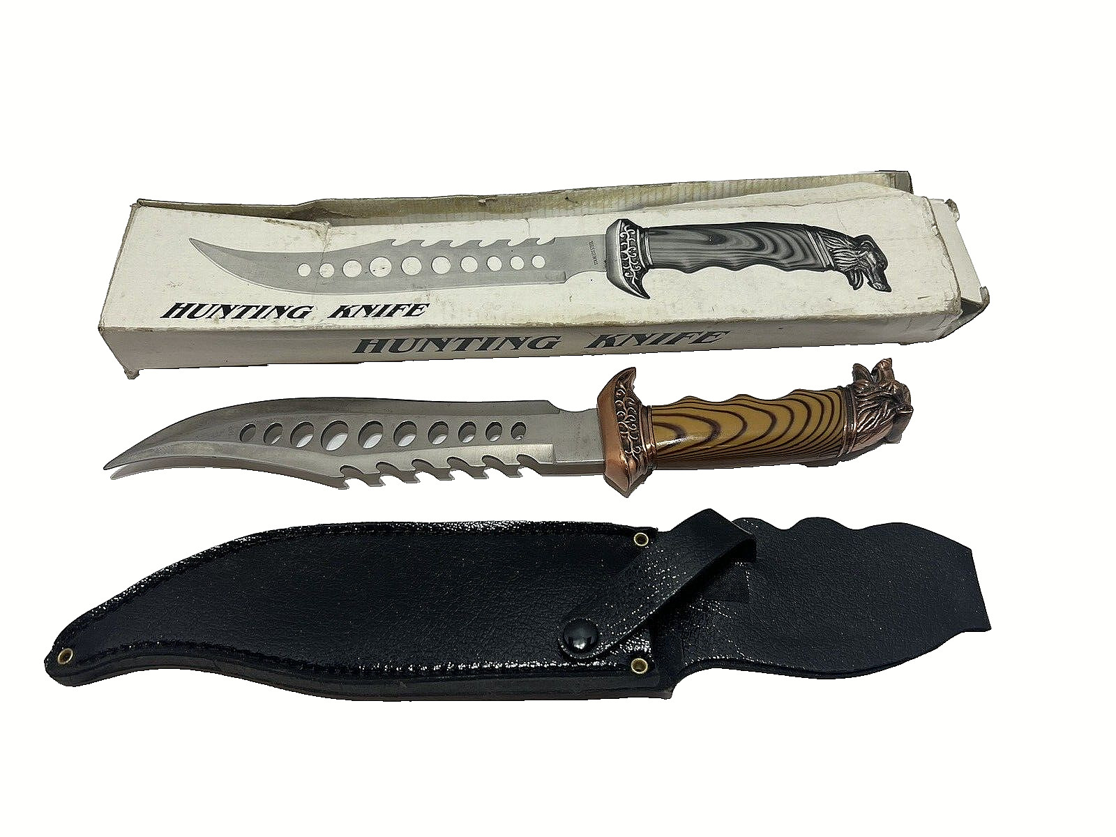 Wolf’s Head Handle 14in. Hunting Knife w/ Sheath Fantasy