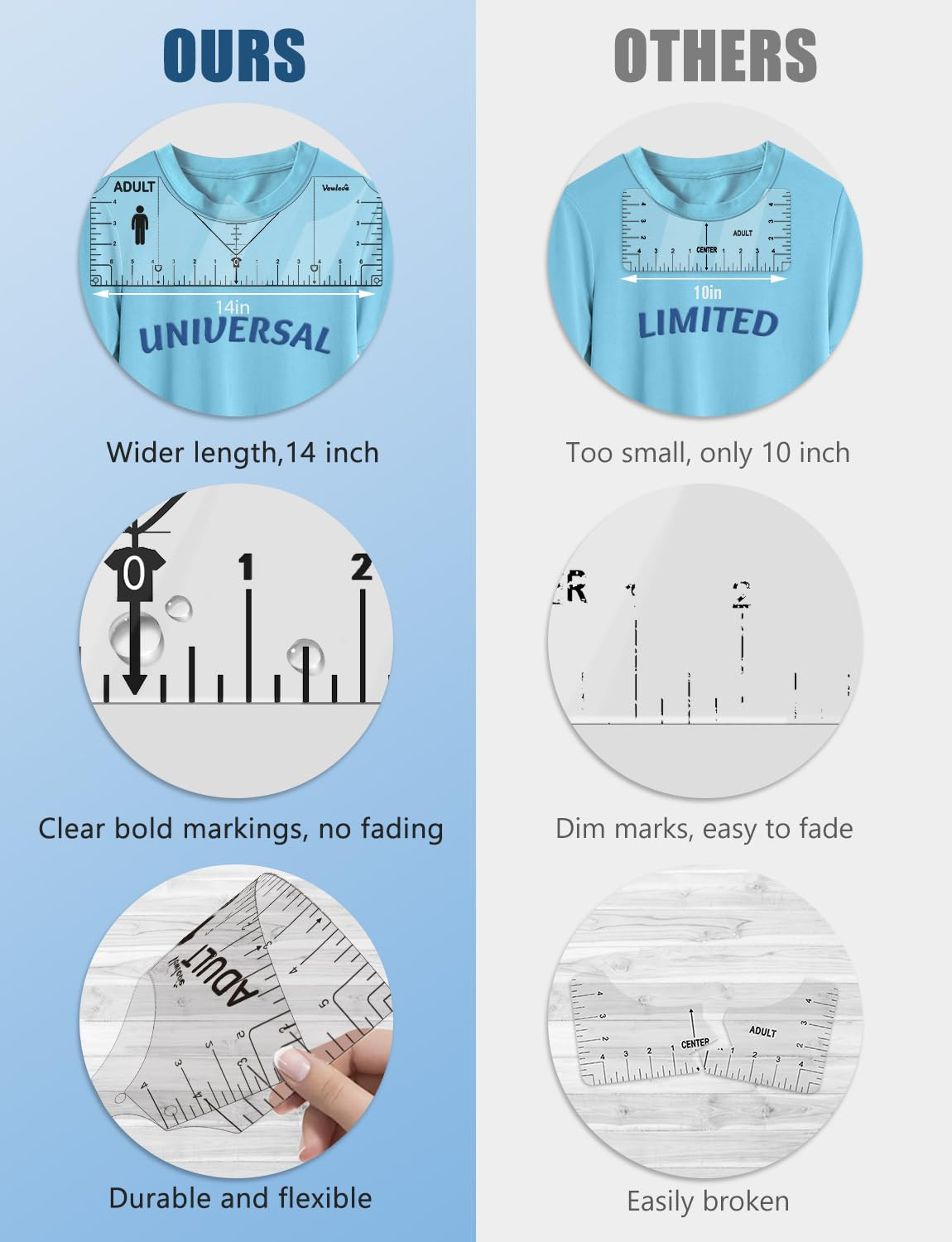 T-Shirt Ruler for Precise Alignment, Center & Left Chest Placement Tool for Shir