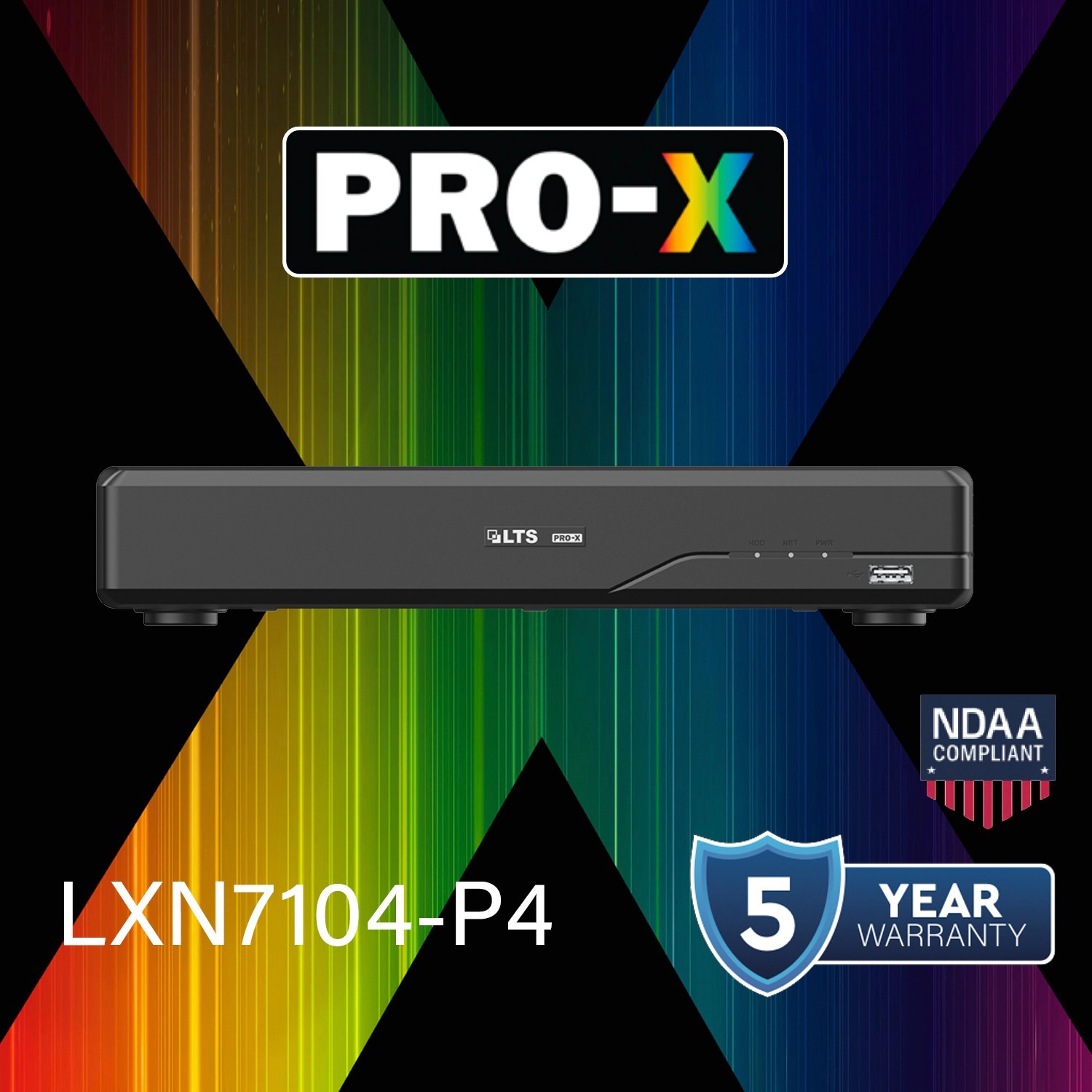 PRO-X LXN7104-P4 4CH IP Up to 8MP 4 Port PoE Ai Face Detection 4K HDMI NDAA NVR