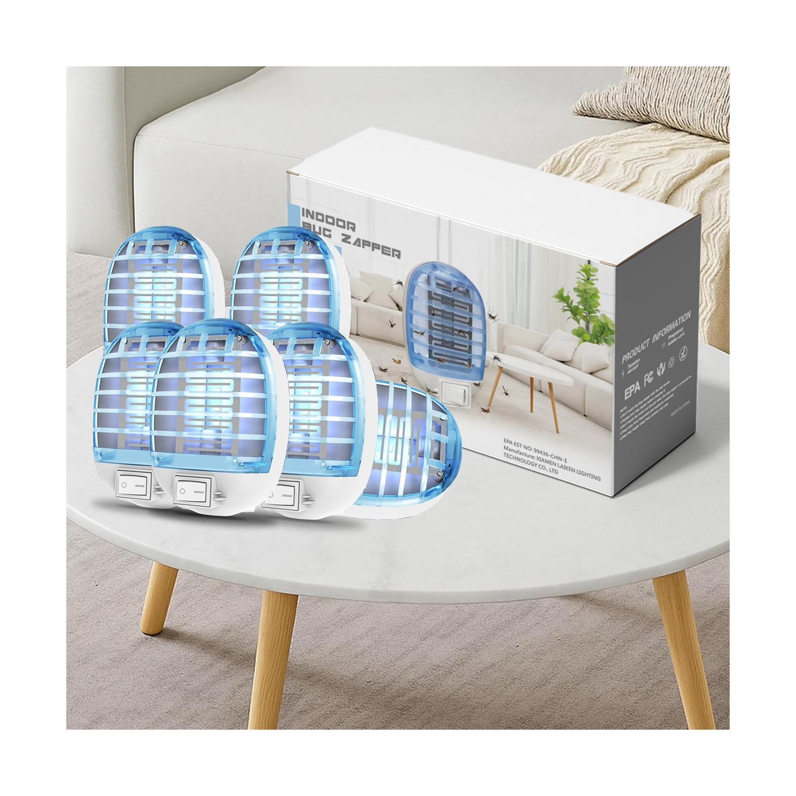 6 Pack Bug Zapper Indoor, Electronic Mosquitoes Killer Zapper with Blue Light...