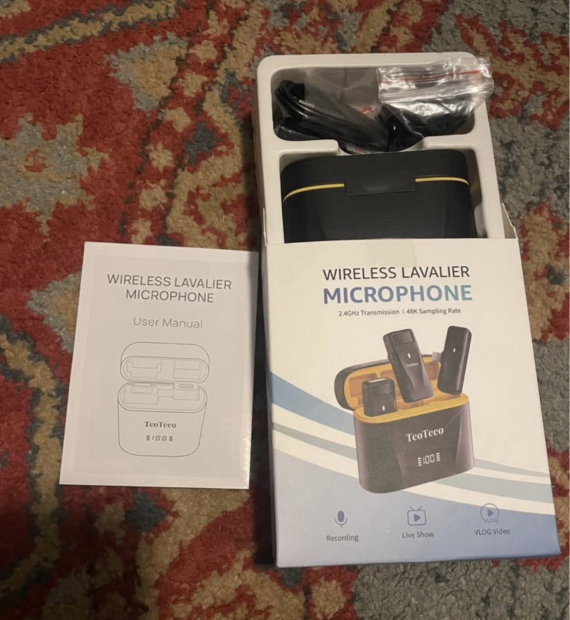 TeoTeeo Wireless Lavalier/Lapel Microphone Set, Black