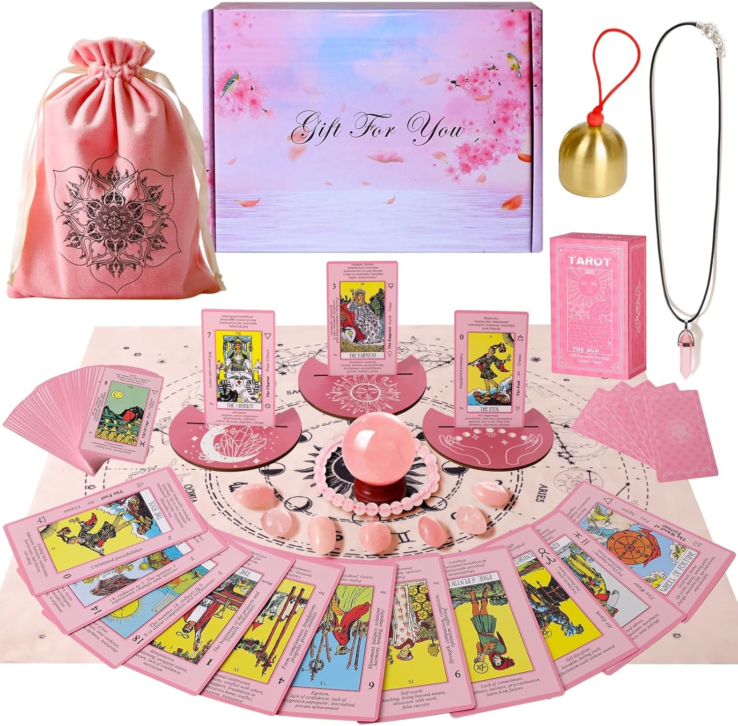 Myripoly Pink Tarot Cards Deck Set for Beginners-Classic Card Kit