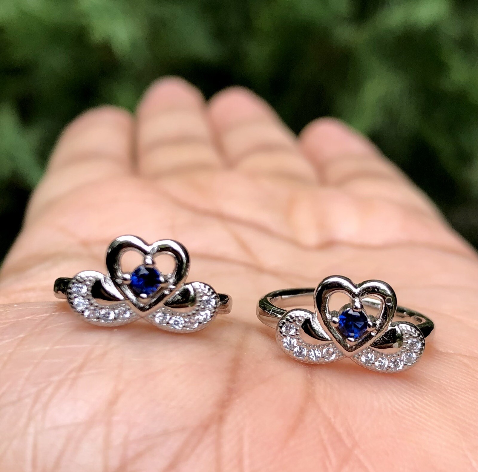 2 Pc 925 Sterling Silver + Cz Toe Rings Adjustable, High Polish, Gold Plated, #5