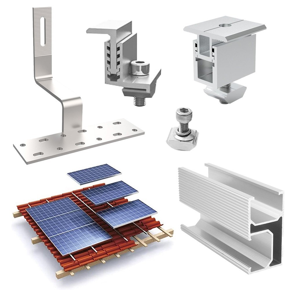 Aluminum Guide Rail Solar Brick Rail 200mm Long Roof Mounting Set Aluminum Alloy