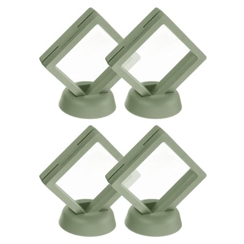 4 Pcs 3D Floating Display Case Floating Frame 2.76 x 2.76 Inch Light Green