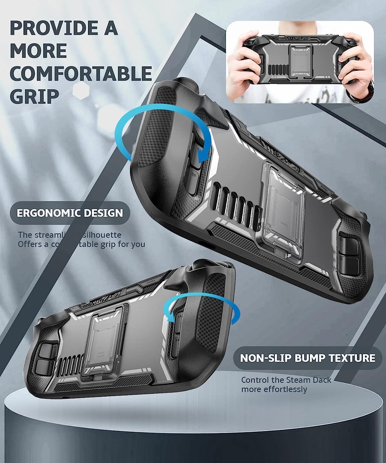 Mumba For Steam Deck 2022 Console Grip Case with Kickstand Ergonomic Cover Shell