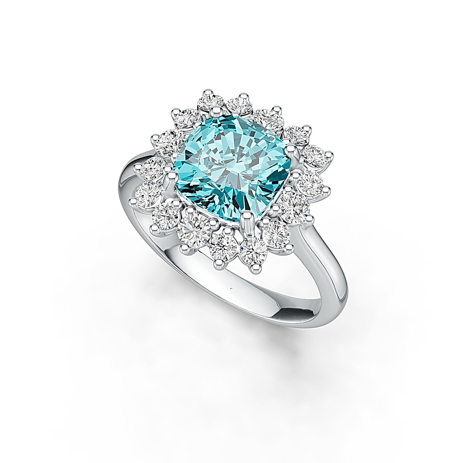Sterling Silver Semi Mount Ring Setting Cushion CU 8X8mm w/ Topaz or Moissanite