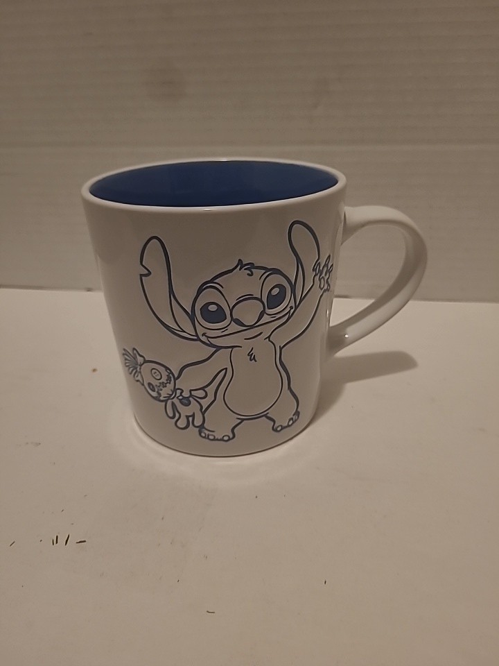 Disney Stitch Blue Ceramic Coffee Mug w/Embossed Graphics NEW