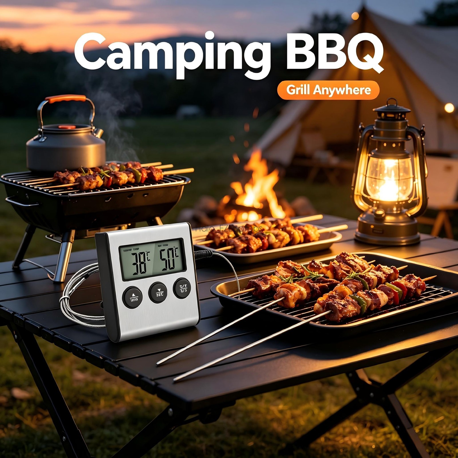 Remote Digital Kitchen Thermometer Timer Probe Meat Food Cooking Tool