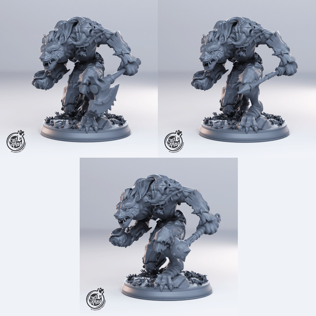 3D Printed Cast n Play Gnoll Leader Set Townsfolk 28mm 32mm D&D
