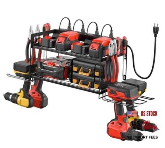 Garage Tools Storage with Charging Station. Power Tool Battery Small 2 Layer