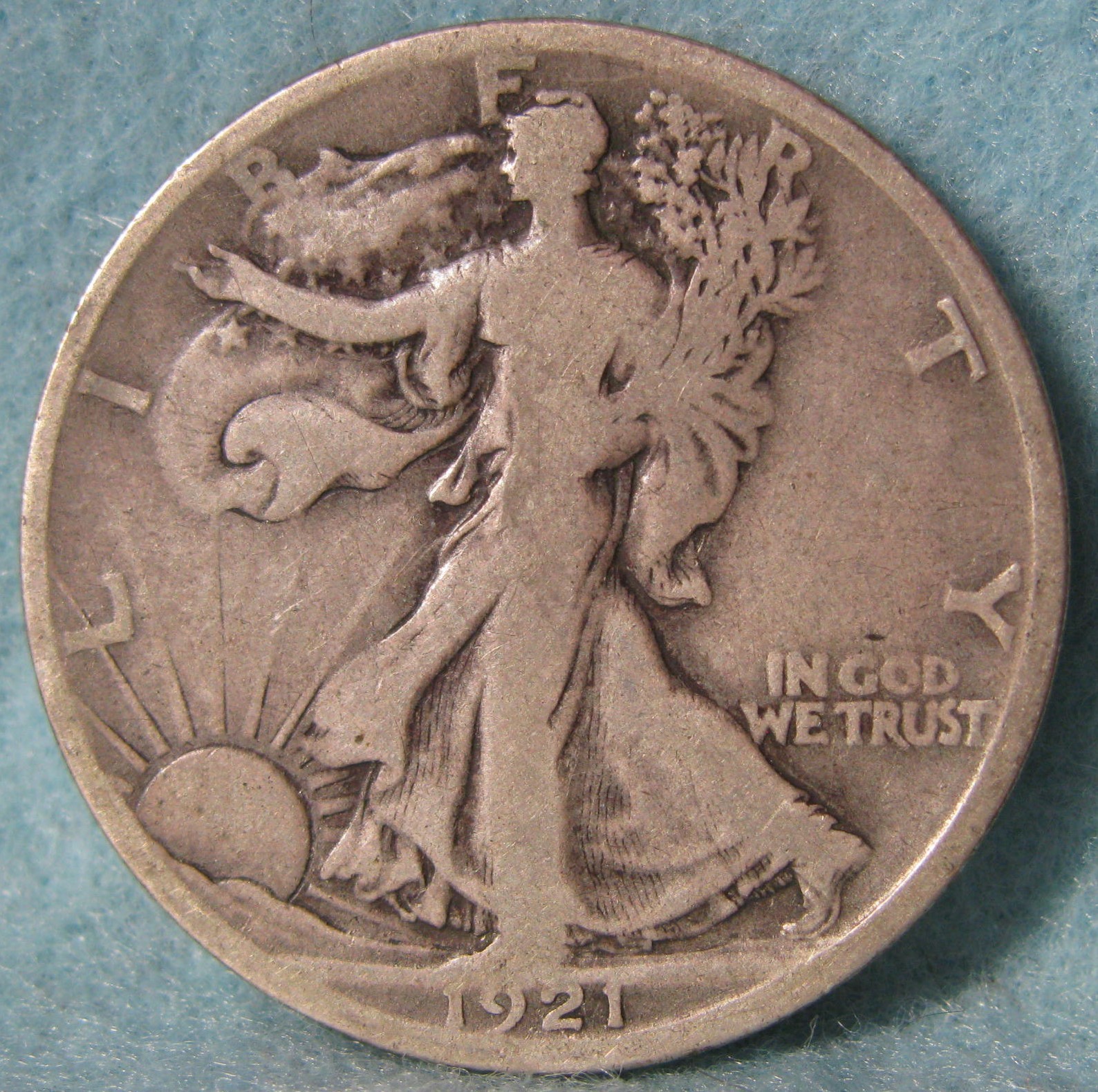 1921-D Walking Liberty Silver Half Dollar VG+ Old US Coin #585