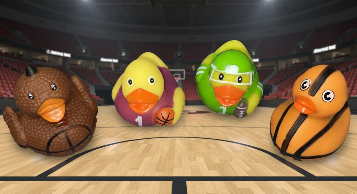 Sports Rubber Ducks Set of 4 Basketball & Football Theme Collectible Party Favor