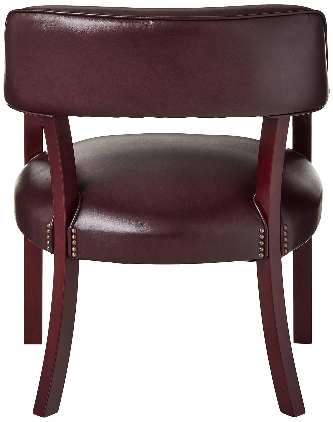 Traditional Guest Chair in Oxblood Red Vinyl and Mahogany Wood