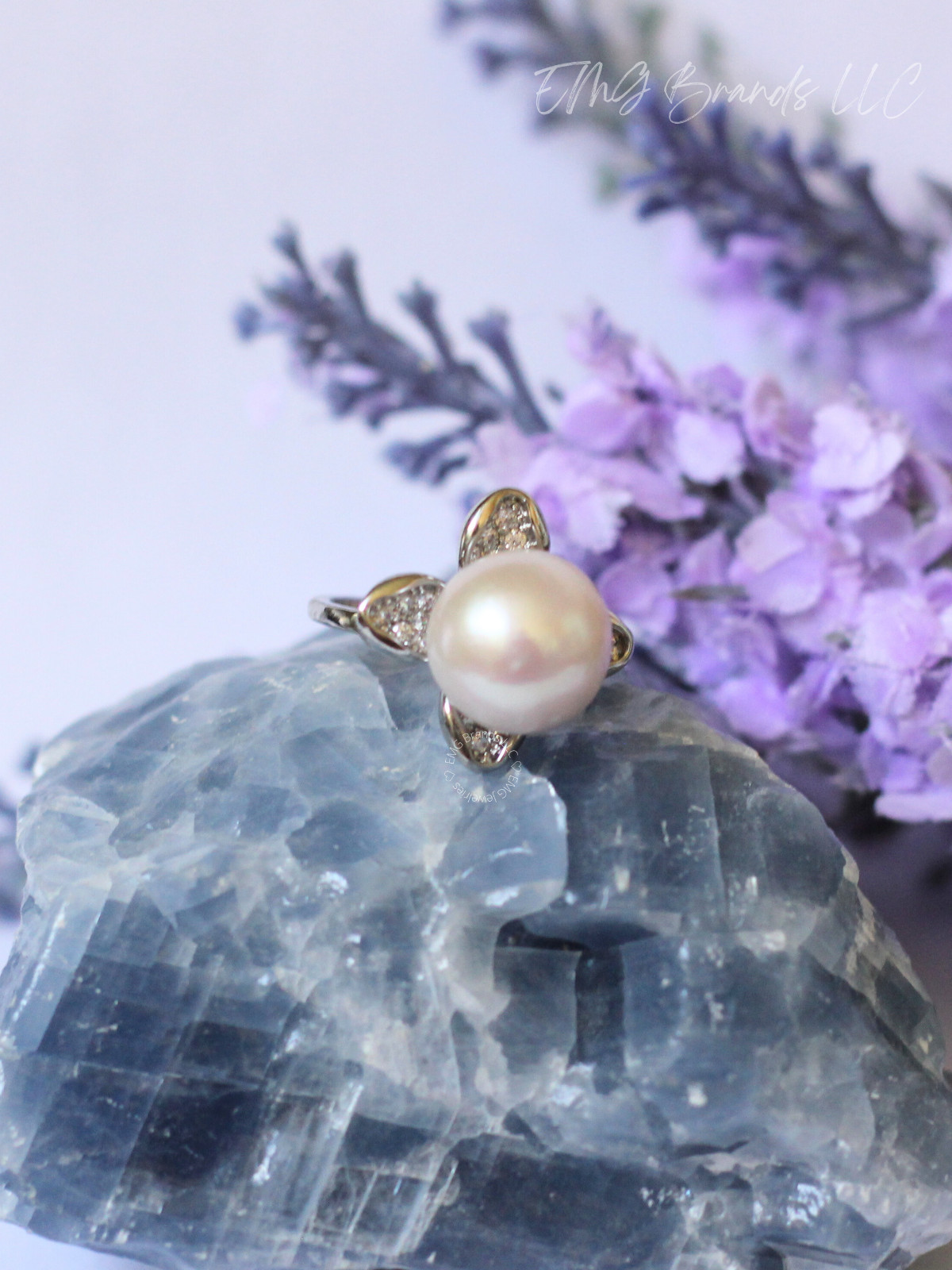 Rare Sakura Pink Overtone Flower Edison Pearl Ring
