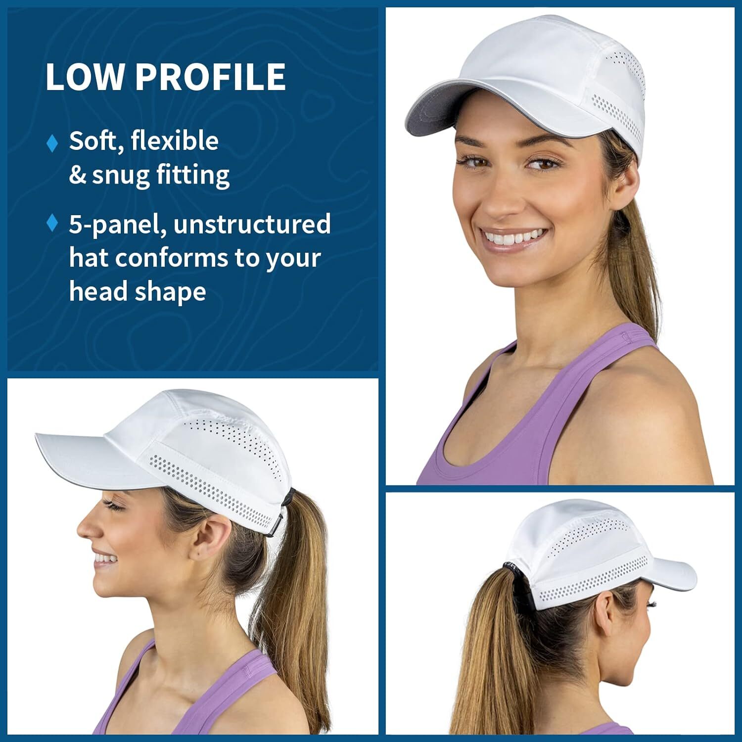 TrailHeads Women's Running Hat | Recycled Sports Cap One Size, White