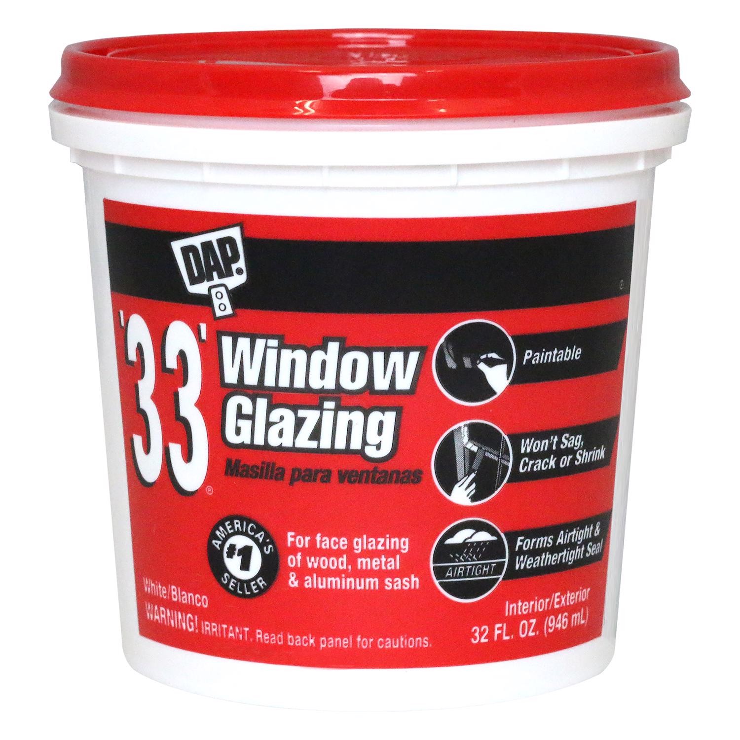 DAP 12122 White Ready-to-Use Window Glazing Compound 1 qt.
