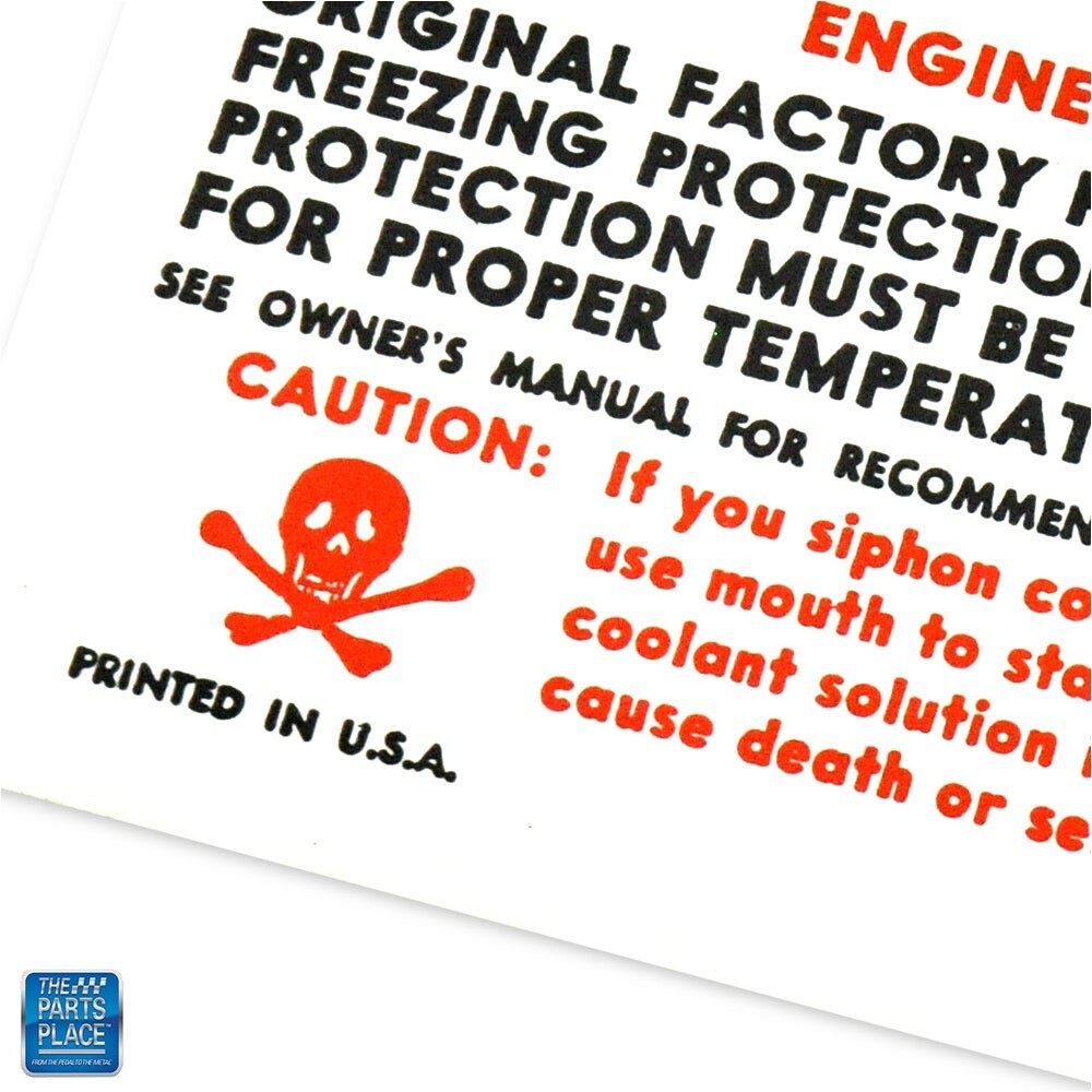 1973 Firebird Trans Am Caution Cooling Decal (DT0057) - EA