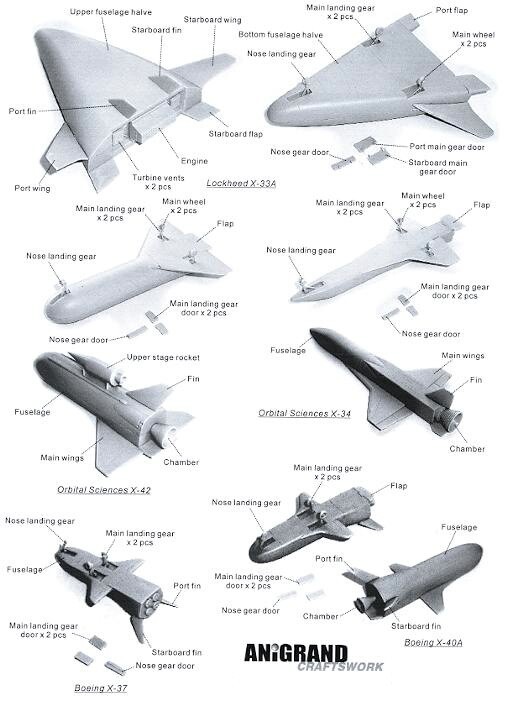 Anigrand Models 1/144 X-PLANES REUSABLE LAUNCH VEHICLES Complete Set